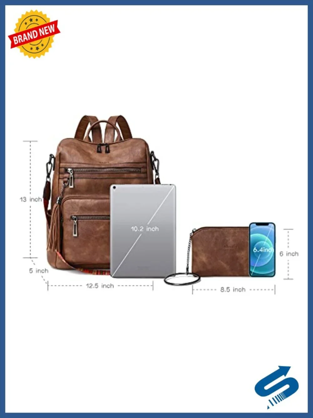 Faux Leather Backpack Purse for Women with Adjustable Shoulder Strap